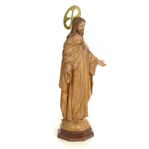Sacred Heart of Jesus statue 50cm, wood paste, burnished decorat 4
