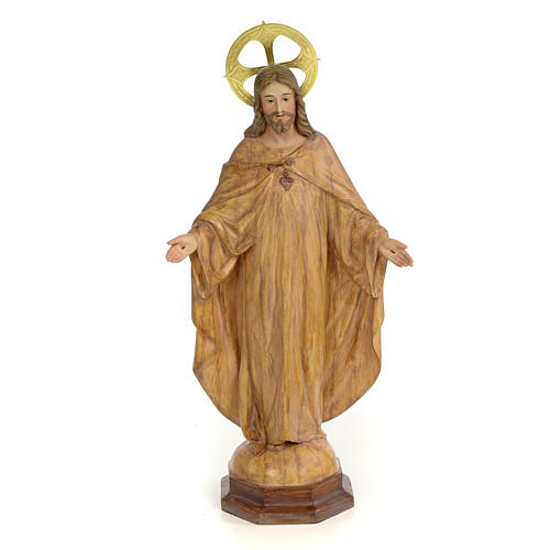 Sacro Cuore di Gesù 50 cm pasta di legno dec. Brunita 1