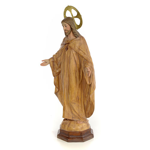 Sacro Cuore di Gesù 50 cm pasta di legno dec. Brunita 2