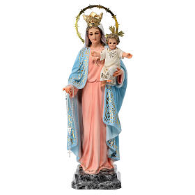 Virgen del Rosario 40cm pasta de madera, acabado elegante