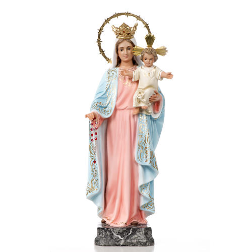Virgen del Rosario 40cm pasta de madera, acabado elegante | venta