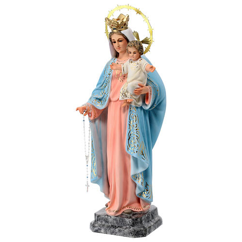 Virgen del Rosario 40cm pasta de madera, acabado elegante 3