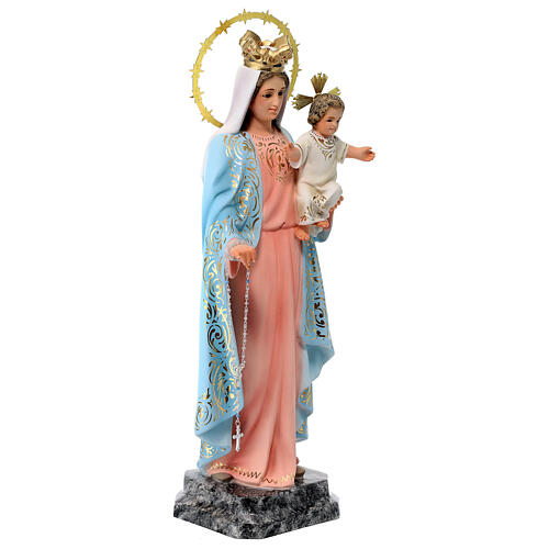 Virgen del Rosario 40cm pasta de madera, acabado elegante 4