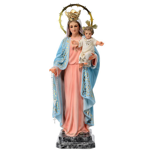 Madonna del Rosario 40 cm pasta di legno dec. elegante 1
