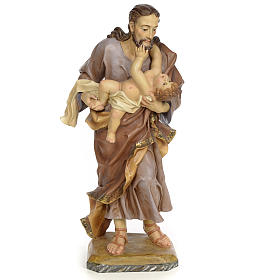 Saint Joseph and baby, 80cm wood paste, antique decoration