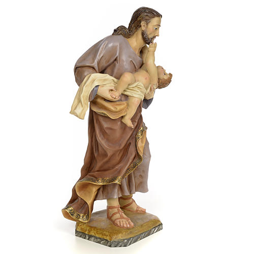 San Giuseppe con bambino 80 cm pasta legno dec. anticata 4