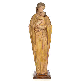 Virgen con Niño 100cm pasta de madera dec. Bruñida