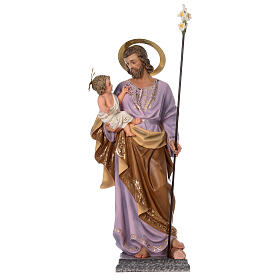 San Giuseppe con bambino 120 cm pasta di legno dec. elegante