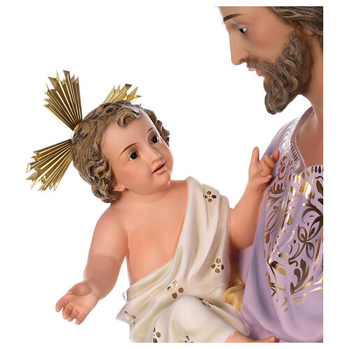 San Giuseppe con bambino 120 cm pasta di legno dec. elegante 4