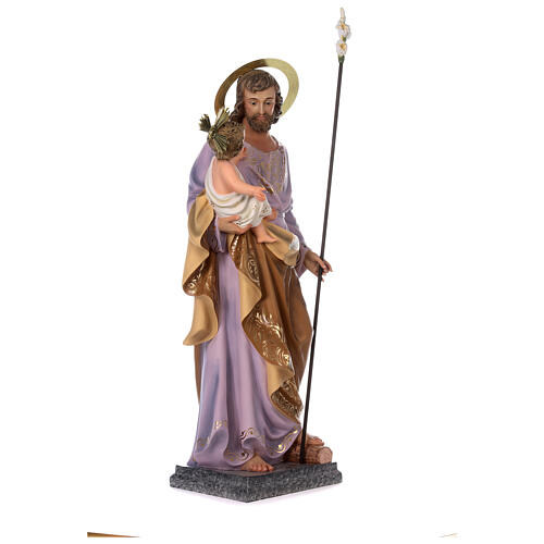 San Giuseppe con bambino 120 cm pasta di legno dec. elegante 5