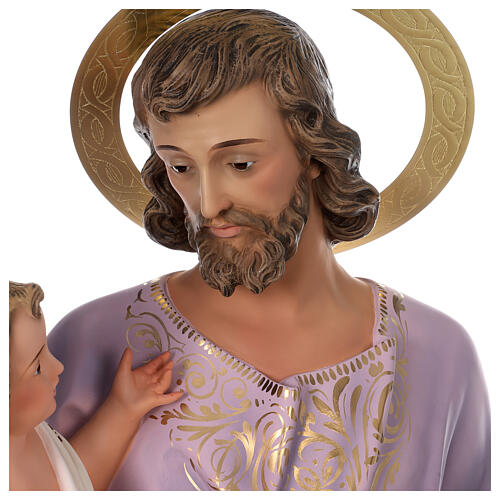 San Giuseppe con bambino 120 cm pasta di legno dec. elegante 6