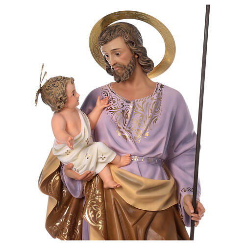 San Giuseppe con bambino 120 cm pasta di legno dec. elegante 7