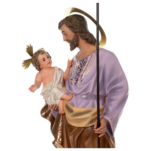 San Giuseppe con bambino 120 cm pasta di legno dec. elegante 8