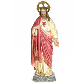 Statue Sacré-Coeur de Jésus 120 cm pâte à bois finition élégante