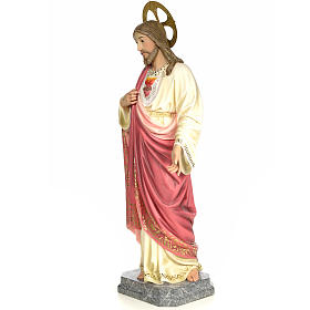 Statue Sacré-Coeur de Jésus 120 cm pâte à bois finition élégante