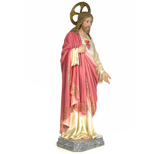 Sacro Cuore Gesù 120 cm pasta di legno dec. elegante 4