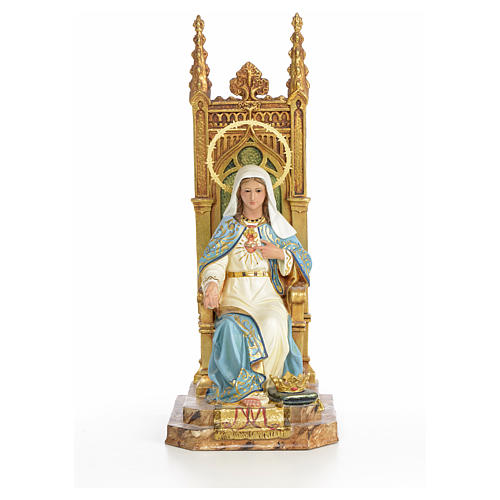 Sacré-Coeur de Marie sur trône 40 cm pâte bois finition supérieu 5