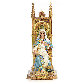 Sacro Cuore Maria in trono 40 cm pasta legno dec. superiore