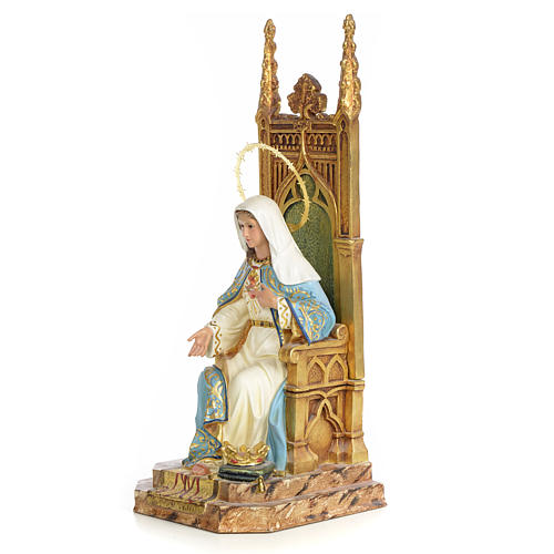 Sacro Cuore Maria in trono 40 cm pasta legno dec. superiore 6