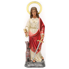 Statue Sainte Barbara 30 cm fin. élégante pâte à bois