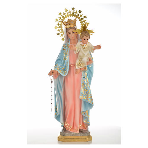 Our Lady of the Rosary 50cm in wood paste, superior decoration 1