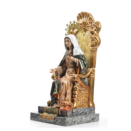 Sagrado Corazón de María entronizado 40 cm de pasta de madera, acabado superior 2