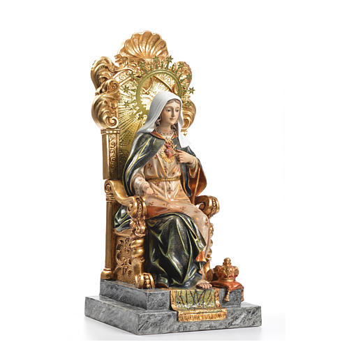 Sagrado Corazón de María entronizado 40 cm de pasta de madera, acabado superior 4