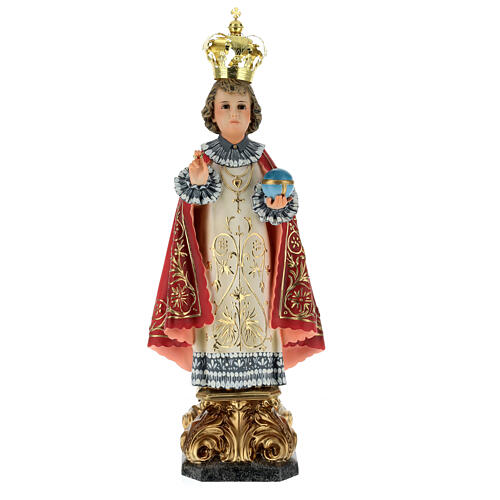 Infant Jesus of Prague 50 cm with elegant decorations in wood paste 1