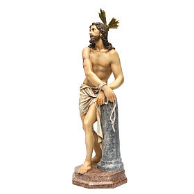 Jesus tied to the column 60 cm wood paste antiqued decoration