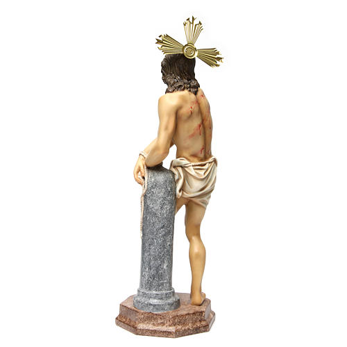 Jesus tied to the column 60 cm wood paste antiqued decoration 3