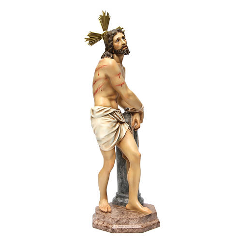 Jesus tied to the column 60 cm wood paste antiqued decoration 4