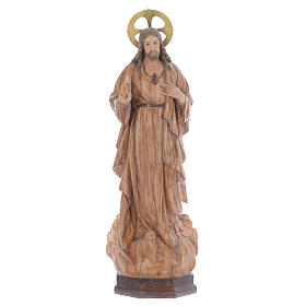 Sagrado Corazón de Jesús 80 cm pasta de madera acabado bruñido