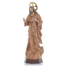 Sacro Cuore di Gesù 80 cm pasta di legno dec. brunita