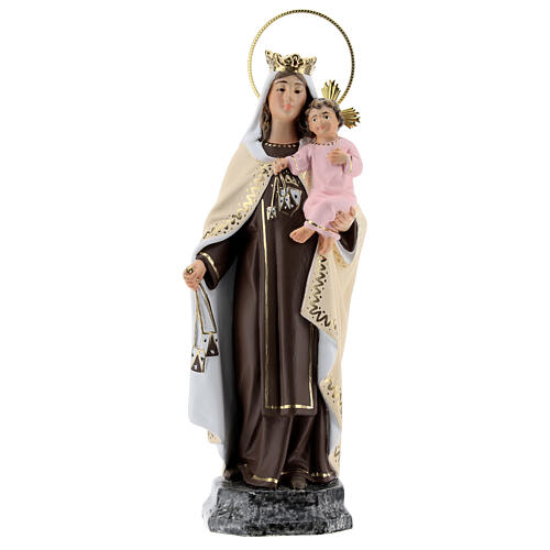 Vergine del Carmelo 20 cm pasta di legno dec. fine 1