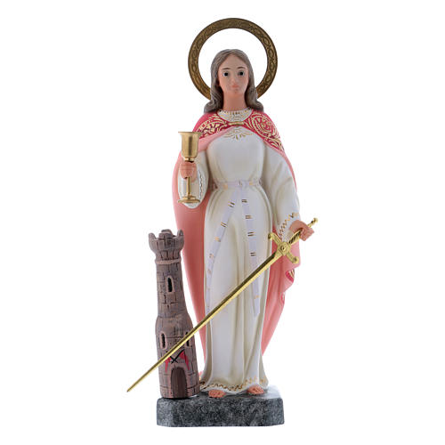 Saint Barbara statue in coloured wood paste 30 cm 1