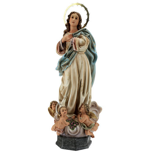 Statua Madonna immacolata 60 cm pasta legno dec. elegante 1
