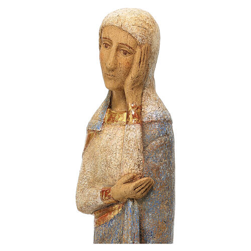Virgin of the Calvary, statue of painted wood, Monastery of Bethleem in France, 50 cm 4