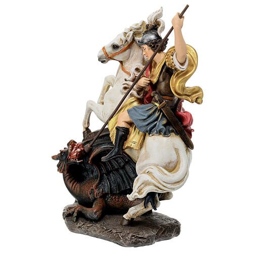 Statue of St George and the Dragon, painted wood pulp, h 20 cm 4