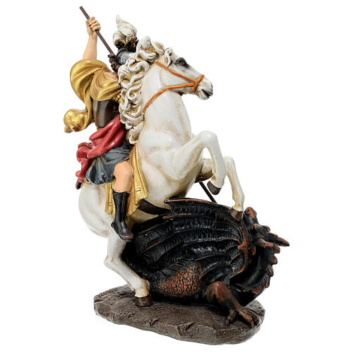 Statue of St George and the Dragon, painted wood pulp, h 20 cm 5