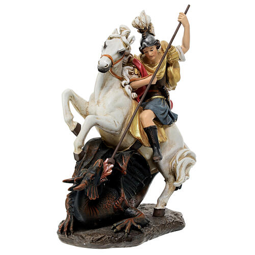 Estatua San Jorge Dragón pasta de madera pintada 20 cm 3