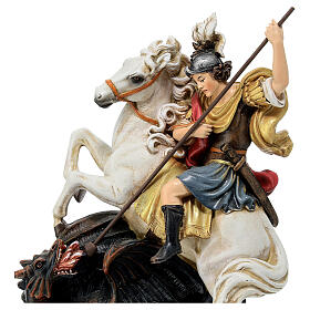 Statue Saint George et le dragon pâte à bois peinte 20 cm