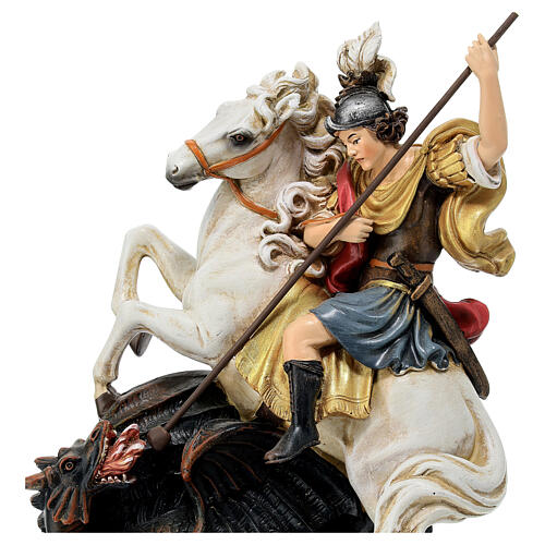 Imagem São Jorge e dragão pasta de madeira pintada Val Gardena 20 cm 2