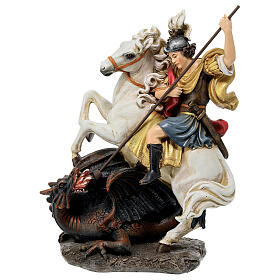 Statue St George Dragon painted wood pulp 20 cm