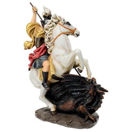 Statue St George Dragon painted wood pulp 20 cm 5