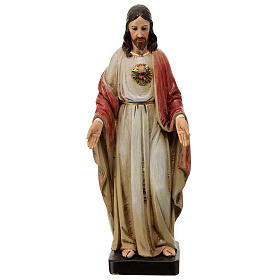 Statua Sacro Cuore di Gesù pasta di legno dipinta 20 cm