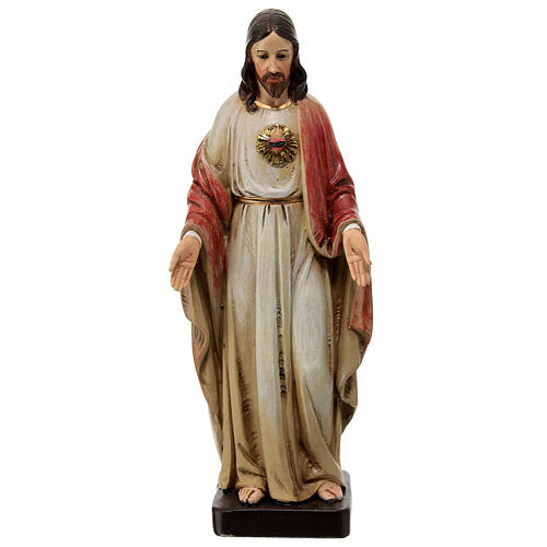 Statua Sacro Cuore di Gesù pasta di legno dipinta 20 cm 1