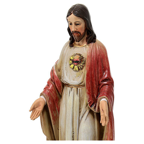Statua Sacro Cuore di Gesù pasta di legno dipinta 20 cm 2