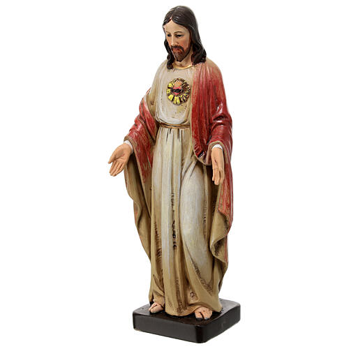 Statua Sacro Cuore di Gesù pasta di legno dipinta 20 cm 3