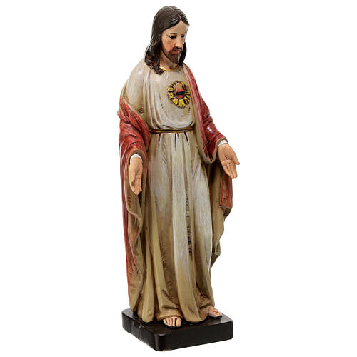 Statua Sacro Cuore di Gesù pasta di legno dipinta 20 cm 4