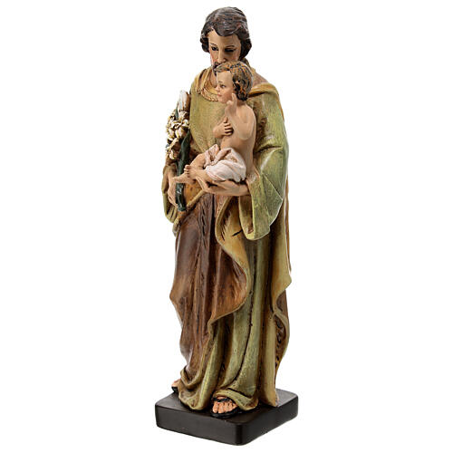 Statue Saint Joseph avec Enfant Jésus pâte à bois peinte 20 cm 3